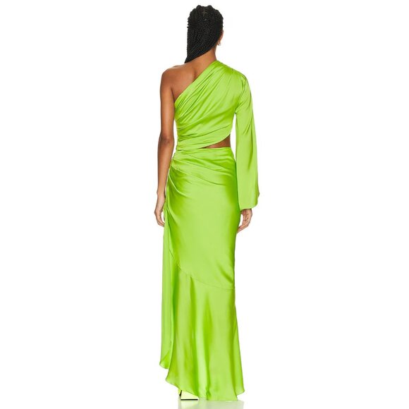 PatBO One Shoulder Draped Maxi Dress Lime Green - Picture 6 of 6